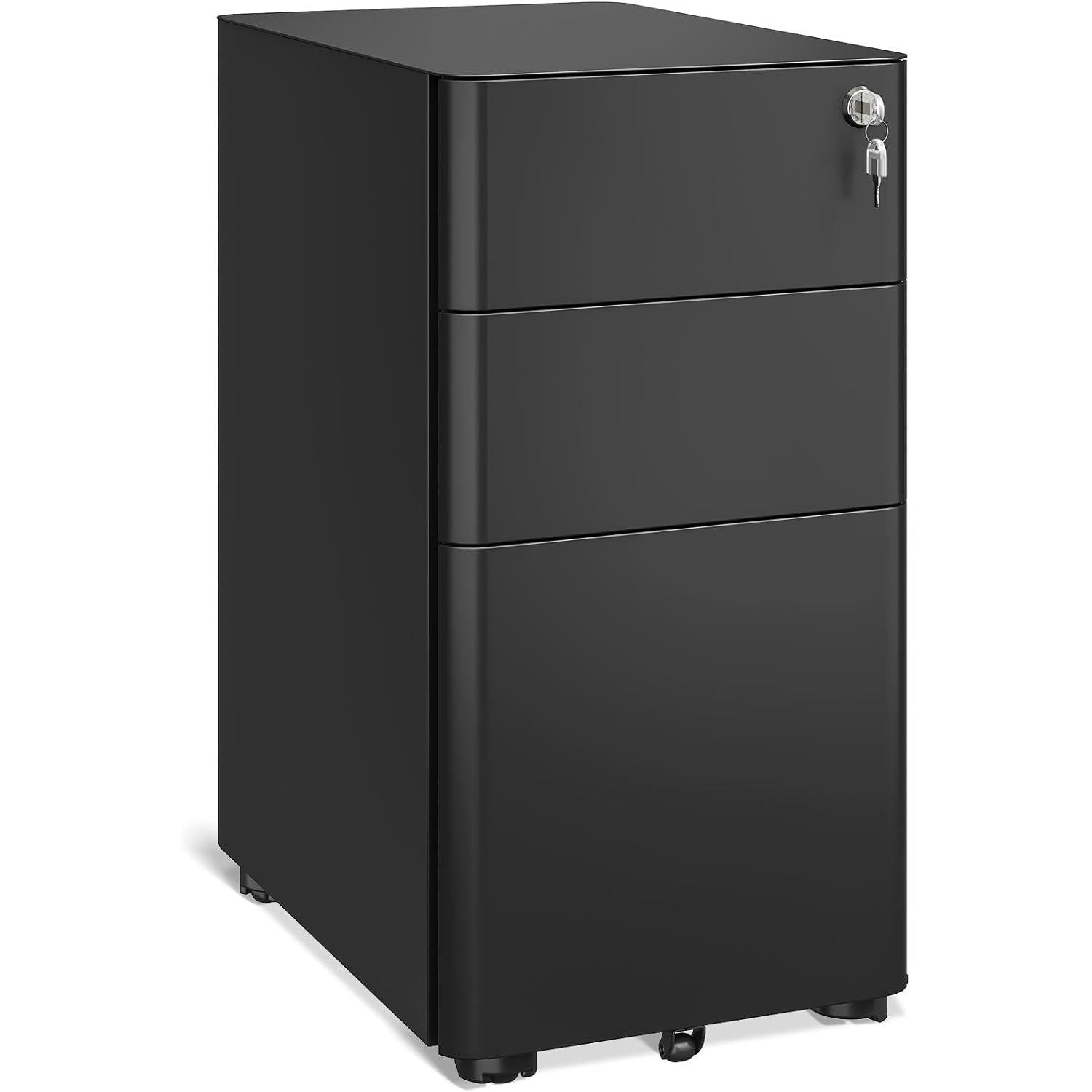 Locking 3-Drawer Rolling File Cabinet for Home Office