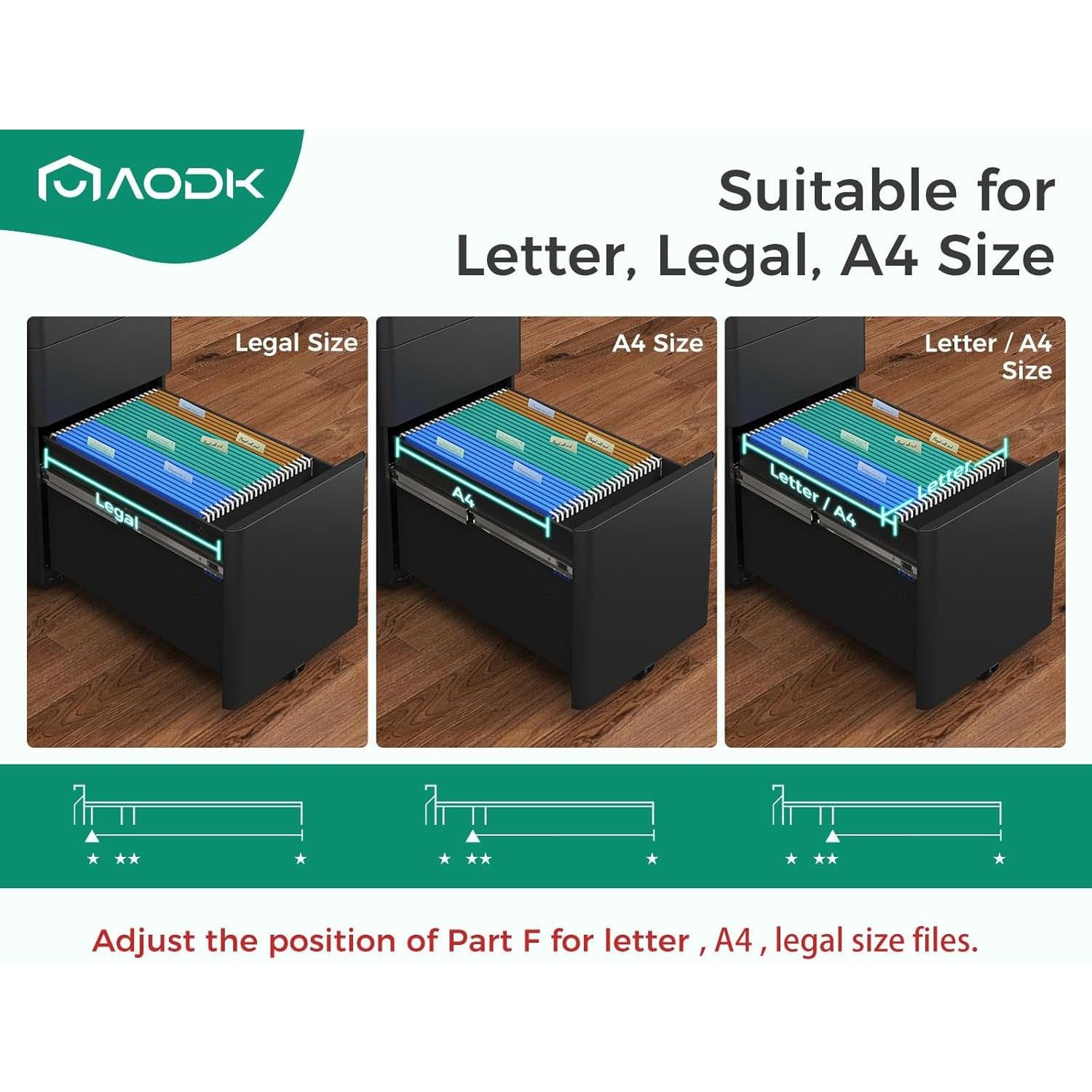 Locking 3-Drawer Rolling File Cabinet for Home Office