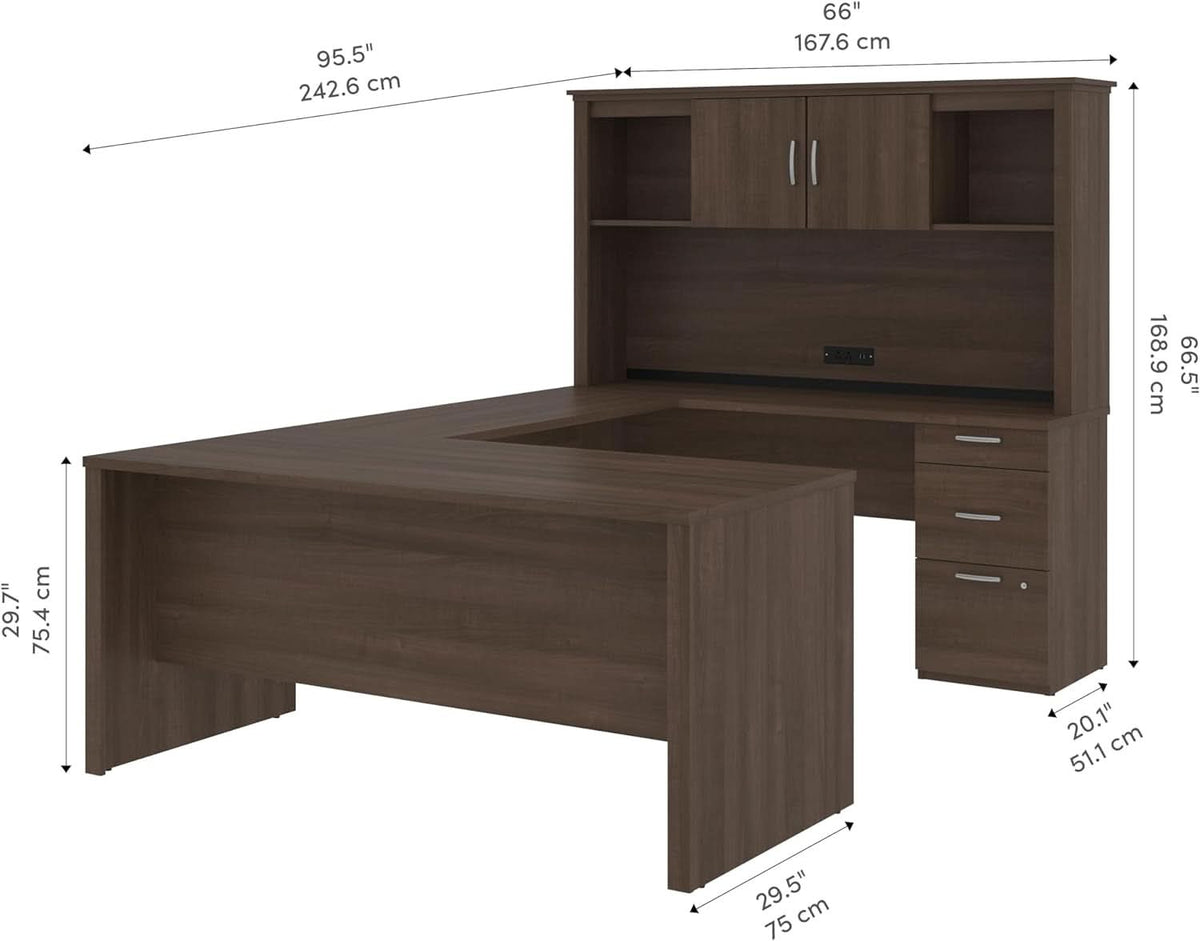 Logan 66W Antigua L Shaped Executive Desk With Pedestal