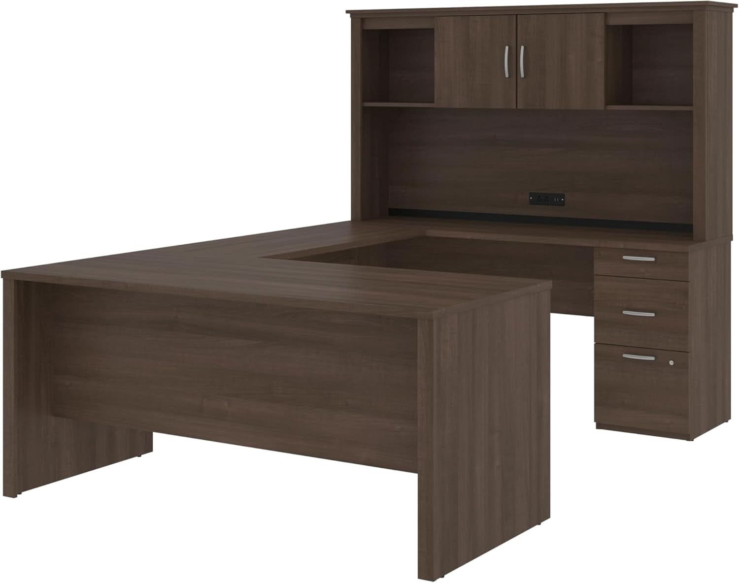 Logan 66W Antigua L Shaped Executive Desk With Pedestal