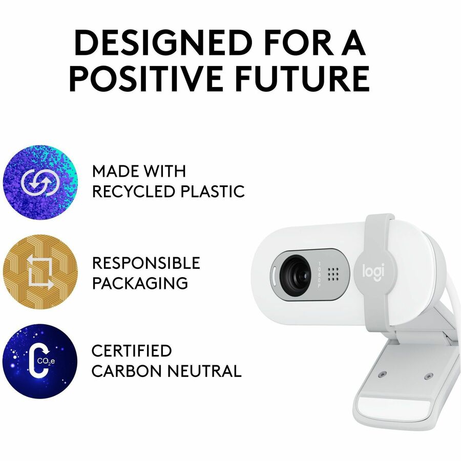Logitech BRIO 100 Webcam - 2 Megapixel - Off White - USB Type A - 1 Pack(s) - 1920 x 1080