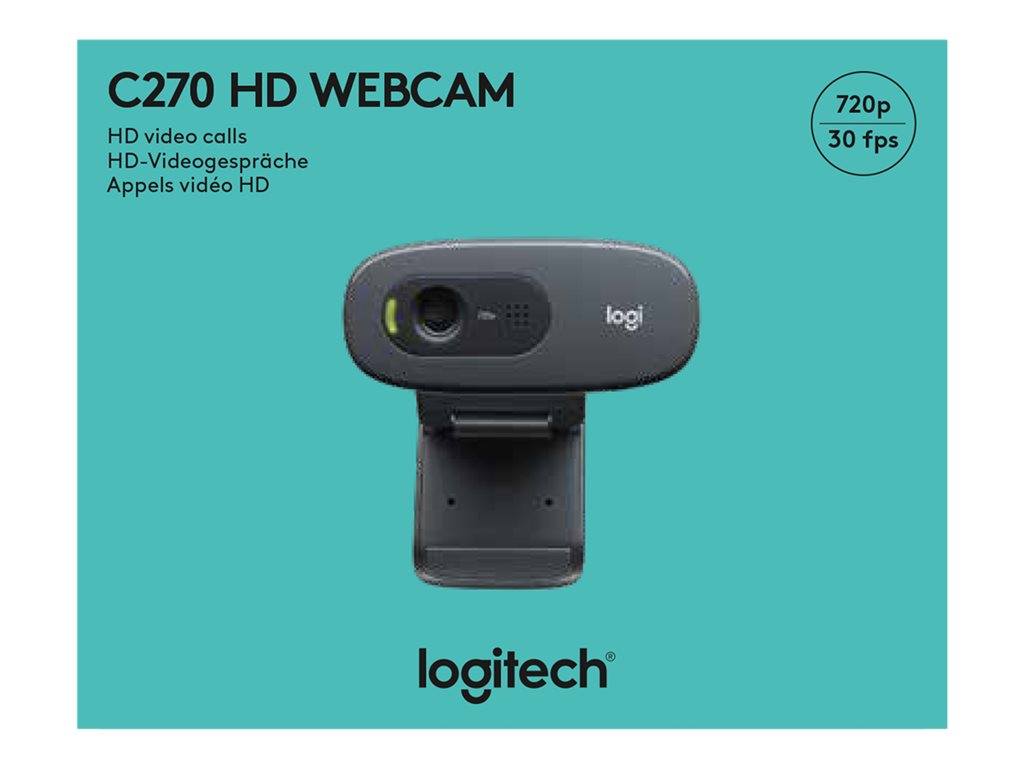 Logitech C270 HD Webcam - Webcam - color - 1280 x 720 - 720p - audio - USB 2.0 - academic