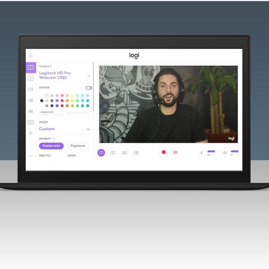 Logitech C922 Pro Stream Webcam 1920 X 1080 Pixels Usb Black