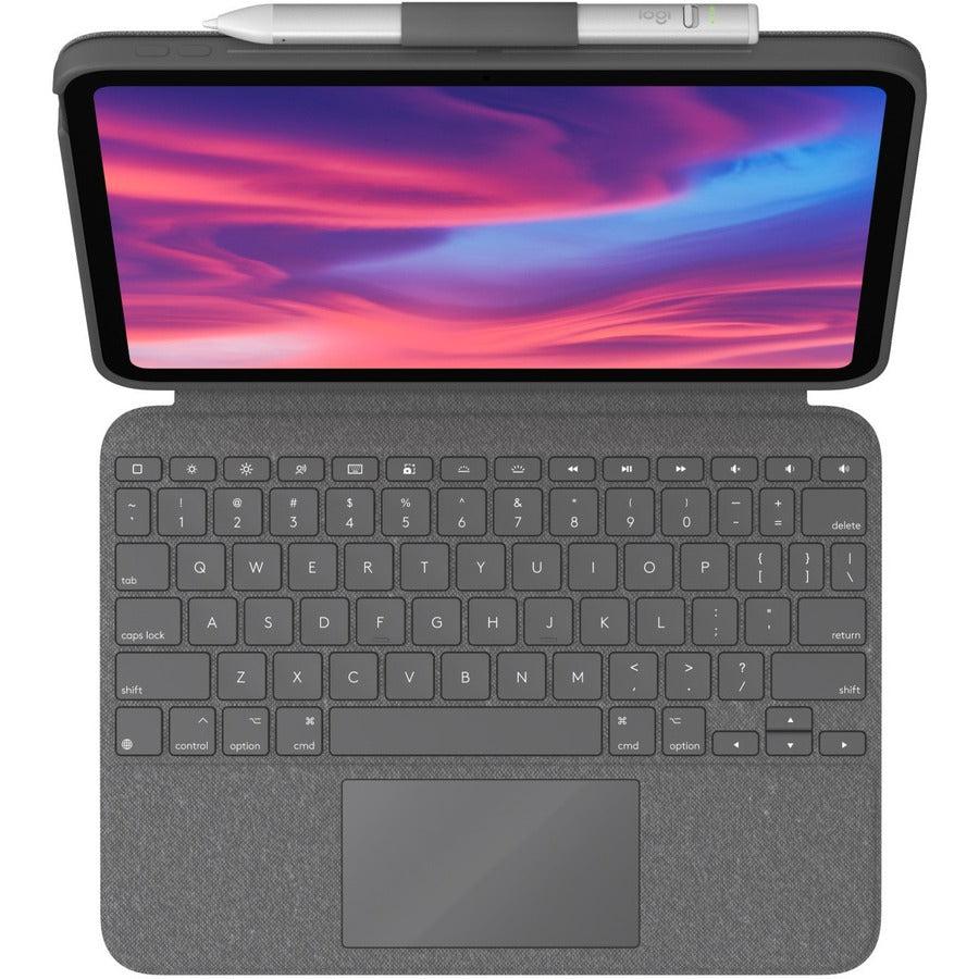 Logitech Combo Touch Keyboard/Cover Case (Folio) for 10.9" Apple, Logitech iPad (10th Generation) Tablet, Apple Pencil, Stylus - Oxford Gray