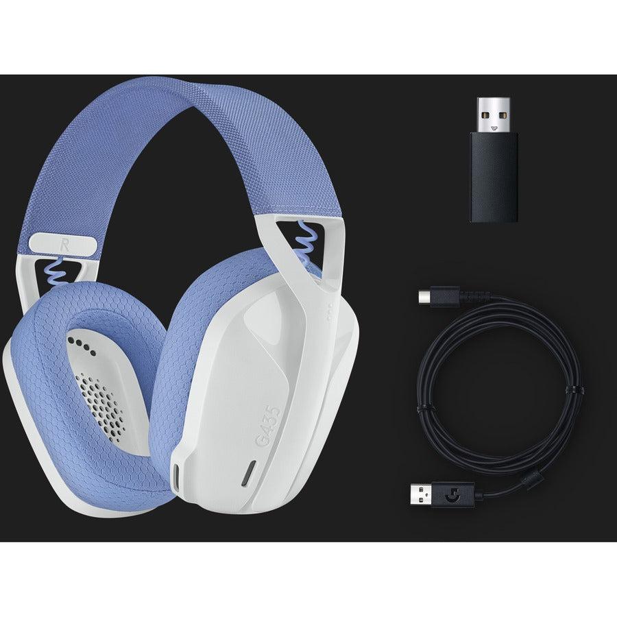 Logitech G G435 Headset Wireless Head-Band Gaming Bluetooth Lilac, White