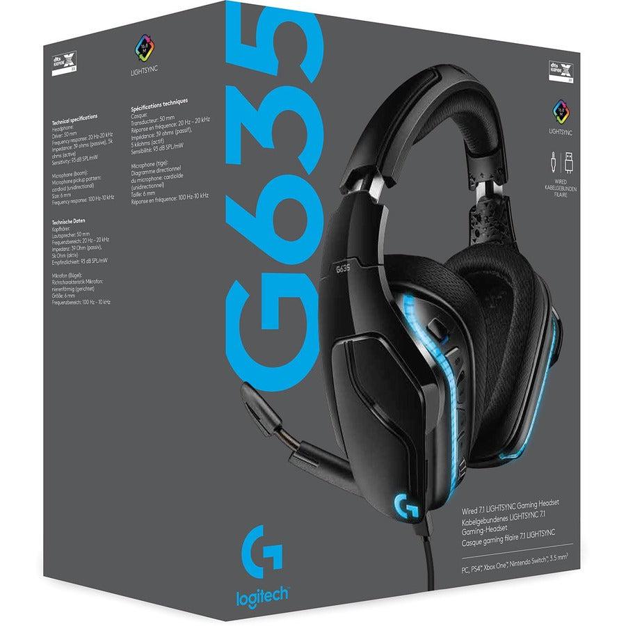 Logitech G G635 7.1 Surround Sound Lightsync Gaming Headset Wired Head-Band Black, Blue