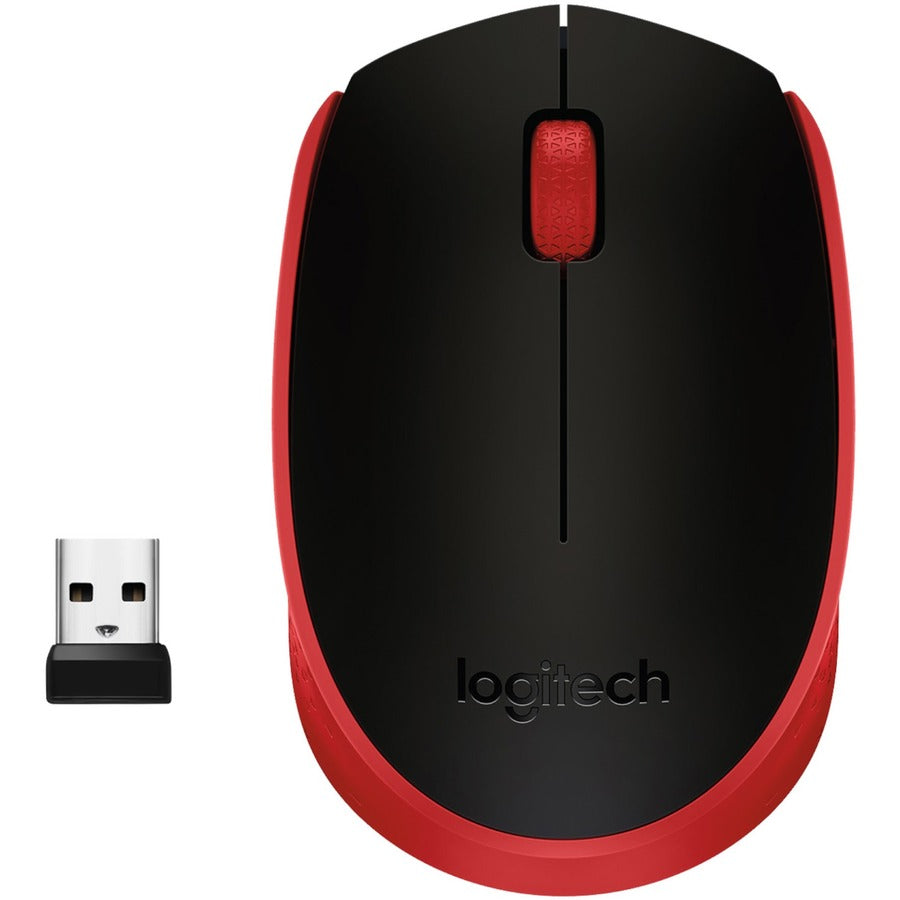 Logitech M170 Wireless Compact Mouse (Red) - Optical - Wireless - Radio Frequency - 2.40 G