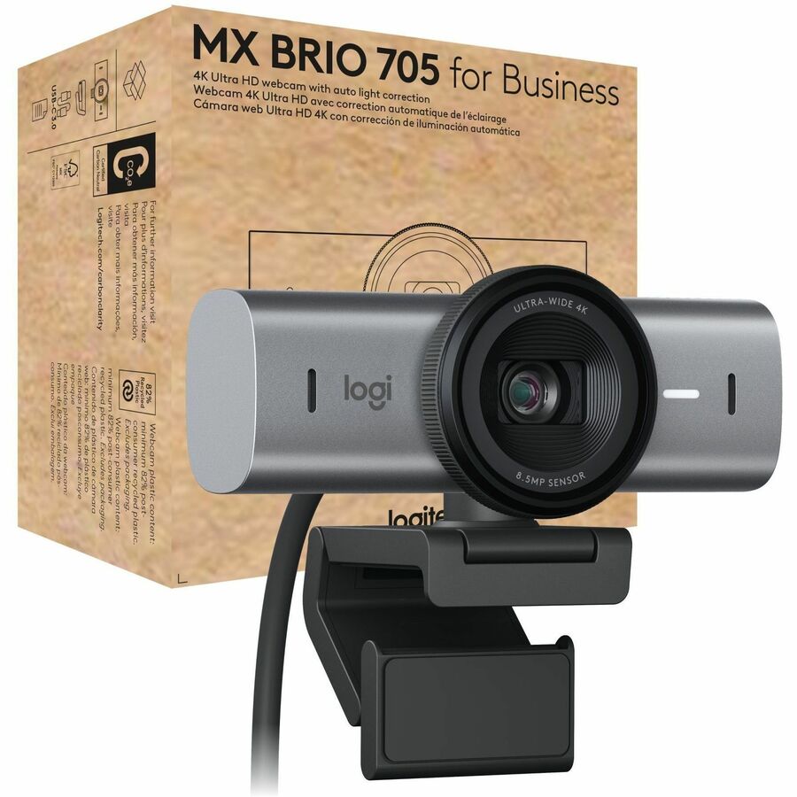 Logitech MX Brio 705 for Business 4K Webcam with Auto Light Correction, Ultra HD, 960-001529