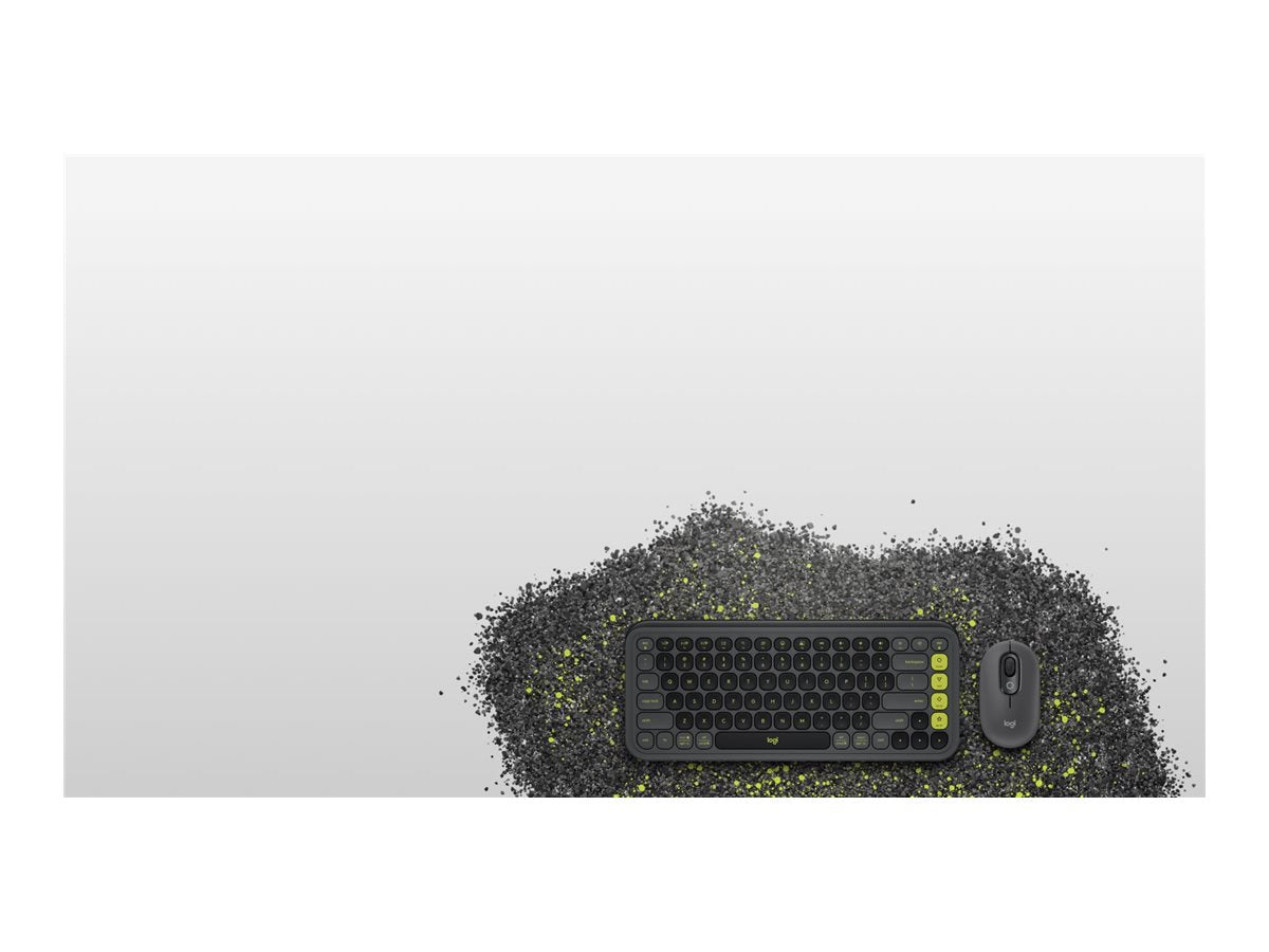 Logitech POP Icon Combo - Keyboard and mouse set - wireless - Bluetooth LE - QWERTY - English - graphite, green 920-013103