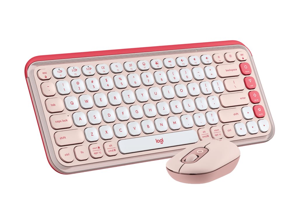 Logitech POP Icon Combo - Keyboard and mouse set - wireless - Bluetooth LE - QWERTY - English - rose, off-white 920-013105