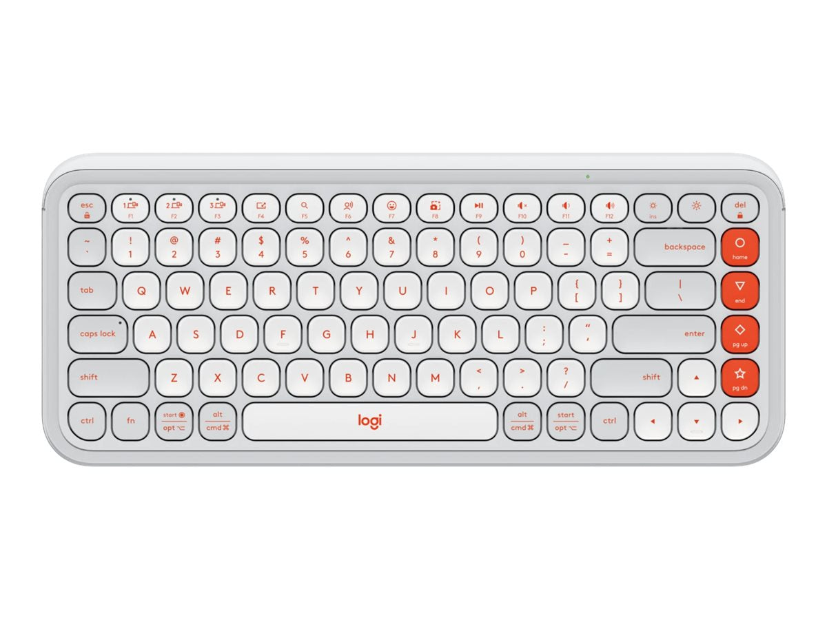 Logitech POP Icon Keys - Keyboard - wireless - Bluetooth LE - QWERTY - English - off-white, orange 920-012935