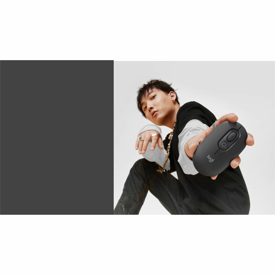 Logitech POP Mouse - Optical - Wireless - 32.81 ft - Bluetooth - Nightfall - USB - 4000