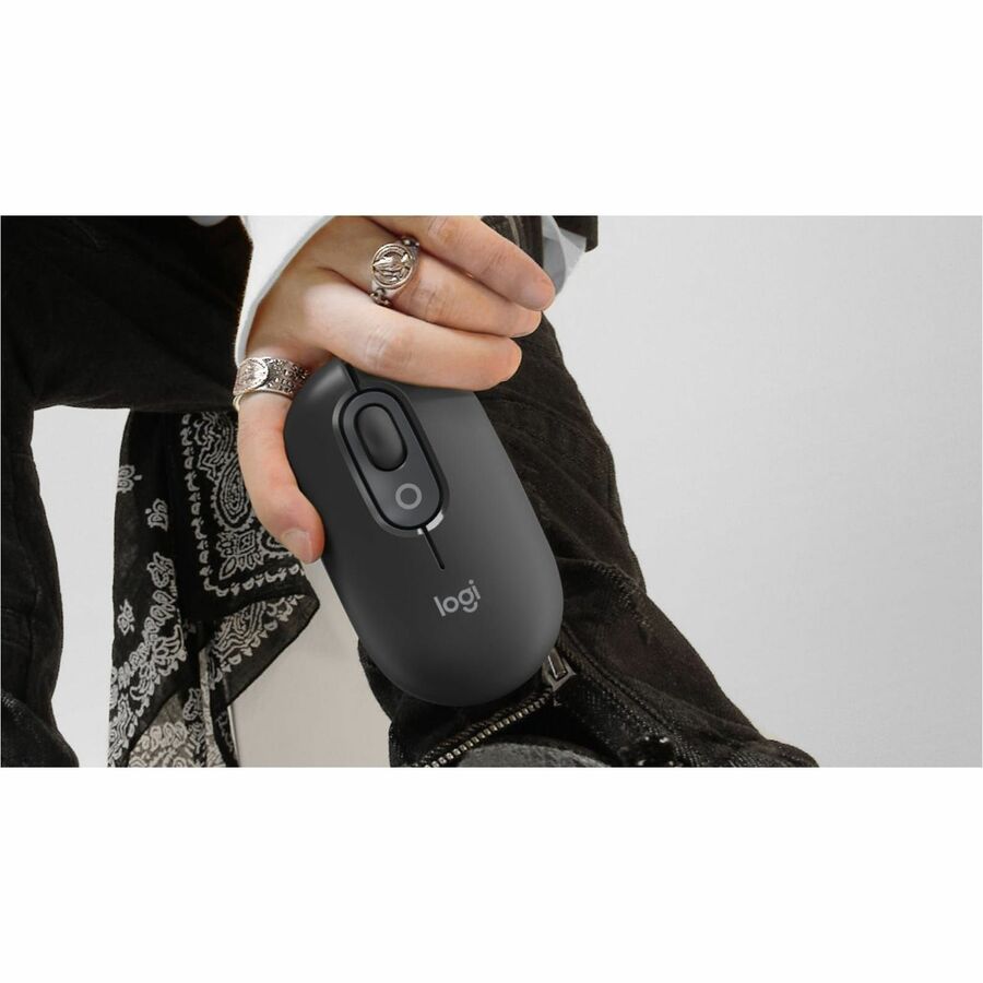 Logitech POP Mouse - Optical - Wireless - 32.81 ft - Bluetooth - Nightfall - USB - 4000