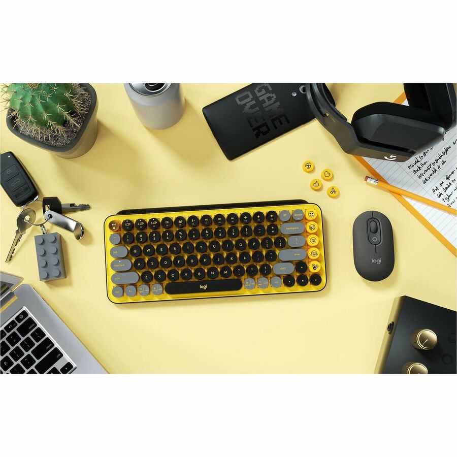 Logitech POP Mouse - Optical - Wireless - 32.81 ft - Bluetooth - Nightfall - USB - 4000