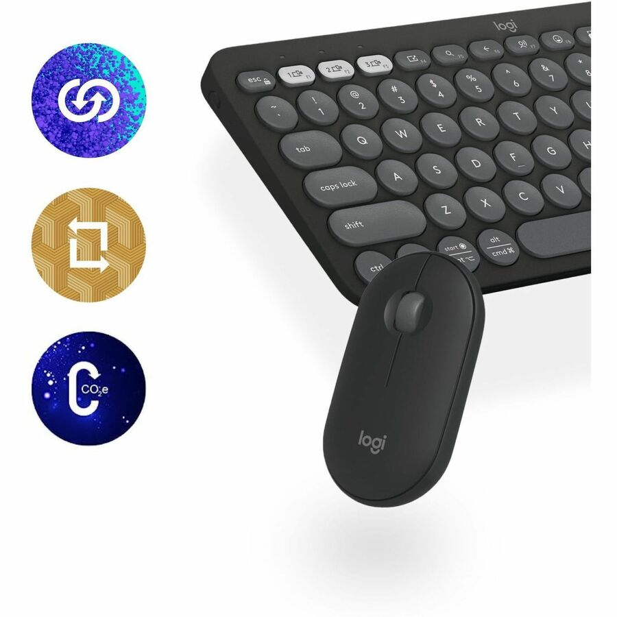 Logitech Pebble 2 Combo Keyboard & Mouse - USB Type A Wireless Bluetooth Keyboard - Tonal