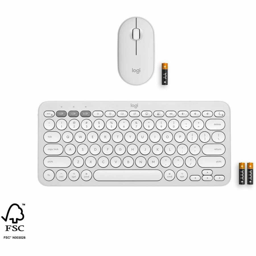 Logitech Pebble 2 Combo for Mac Wireless Keyboard and Mouse - USB Type A Wireless