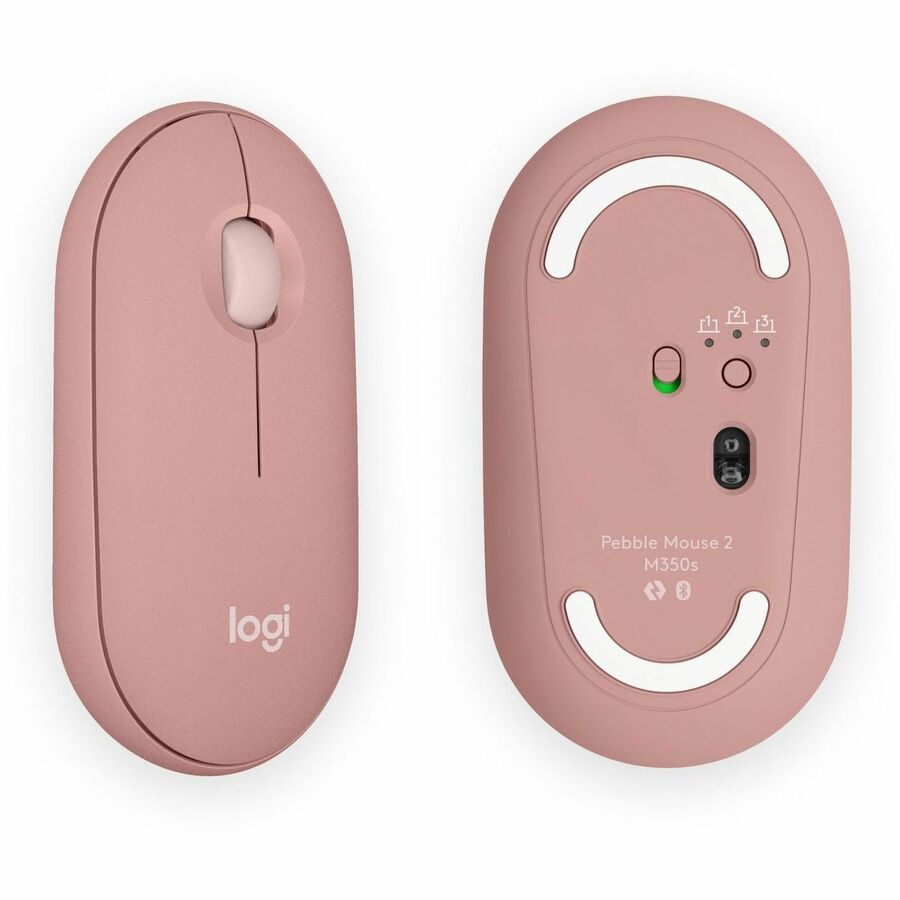 Logitech Pebble 2 M350s Mouse - Optical - Wireless - Bluetooth - Tonal Rose - 4000 dpi -