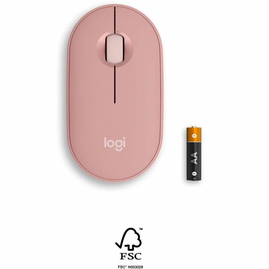 Logitech Pebble 2 M350s Mouse - Optical - Wireless - Bluetooth - Tonal Rose - 4000 dpi -