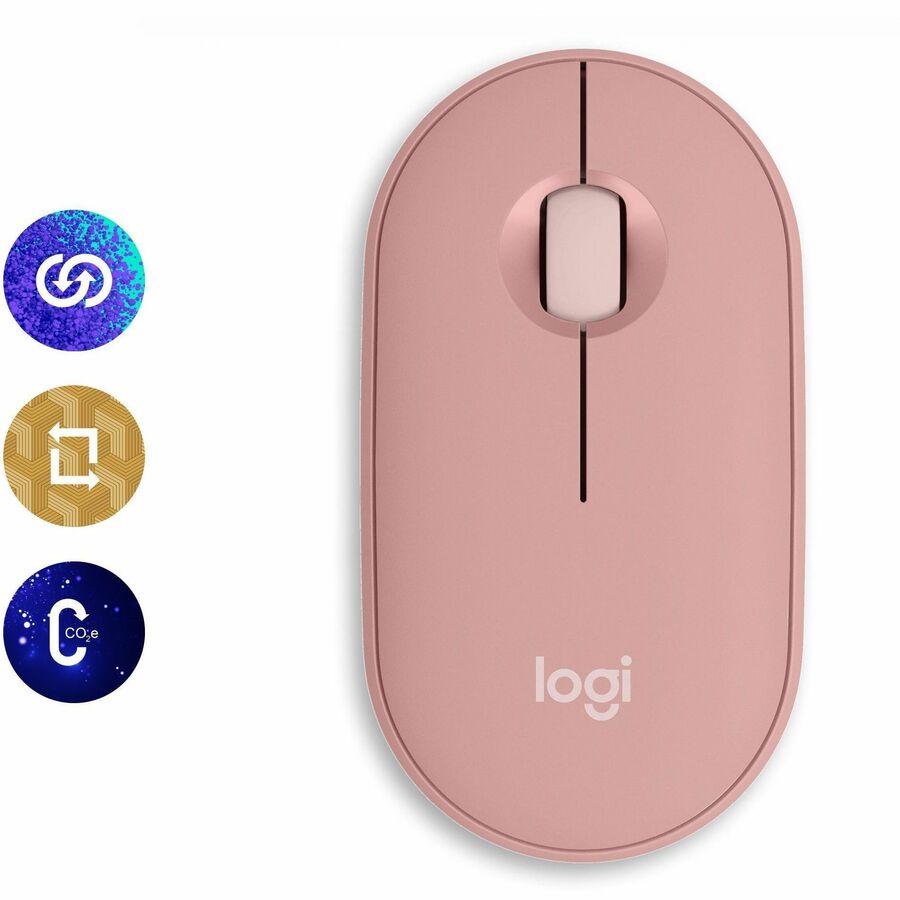 Logitech Pebble 2 M350s Mouse - Optical - Wireless - Bluetooth - Tonal Rose - 4000 dpi -