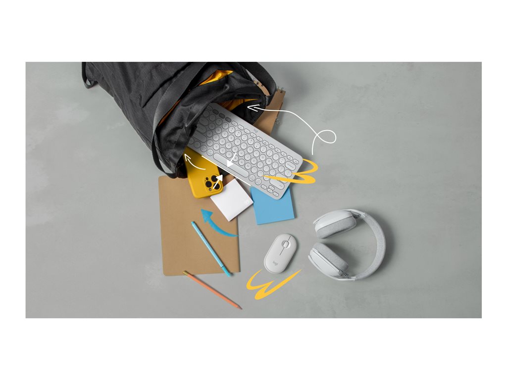 Logitech Pebble Keys 2 K380s - Keyboard - wireless - Bluetooth LE - QWERTY - English - tonal white 920-011776