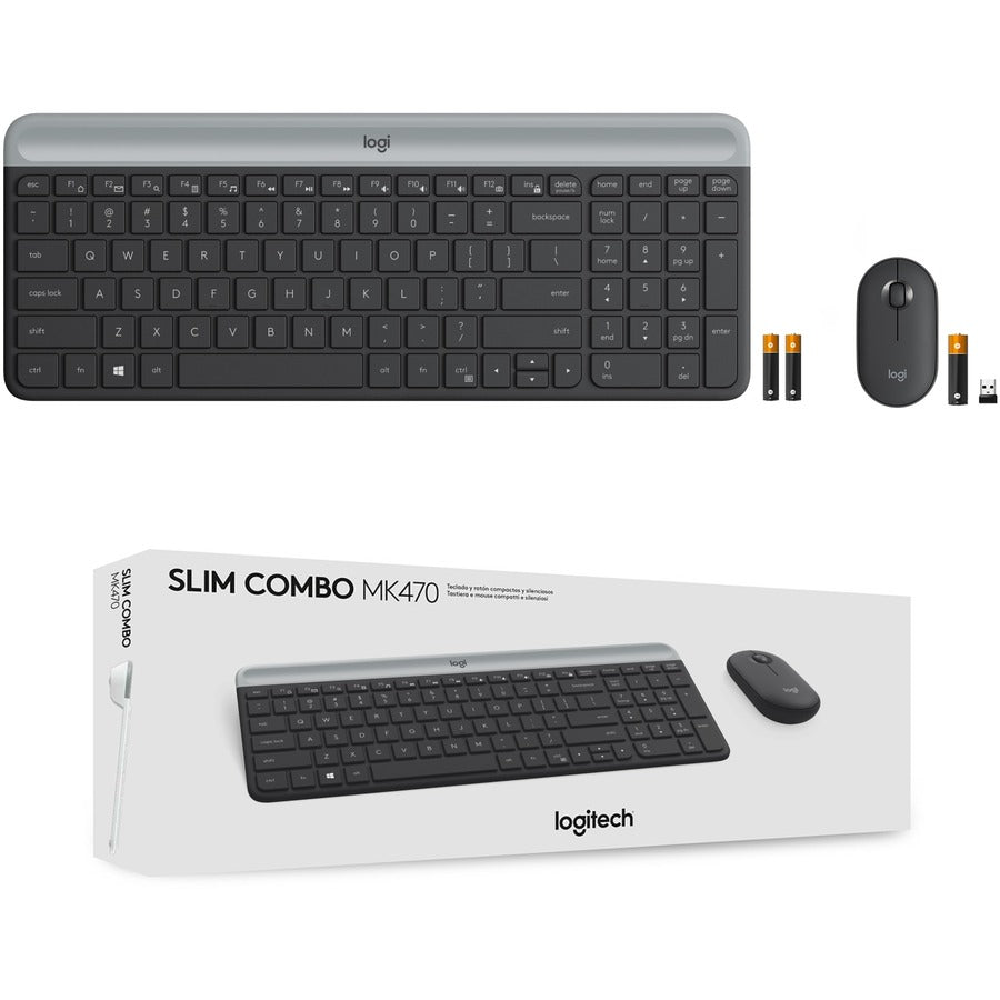 Logitech Slim Wireless Combo Mk470 Keyboard Rf Wireless Graphite