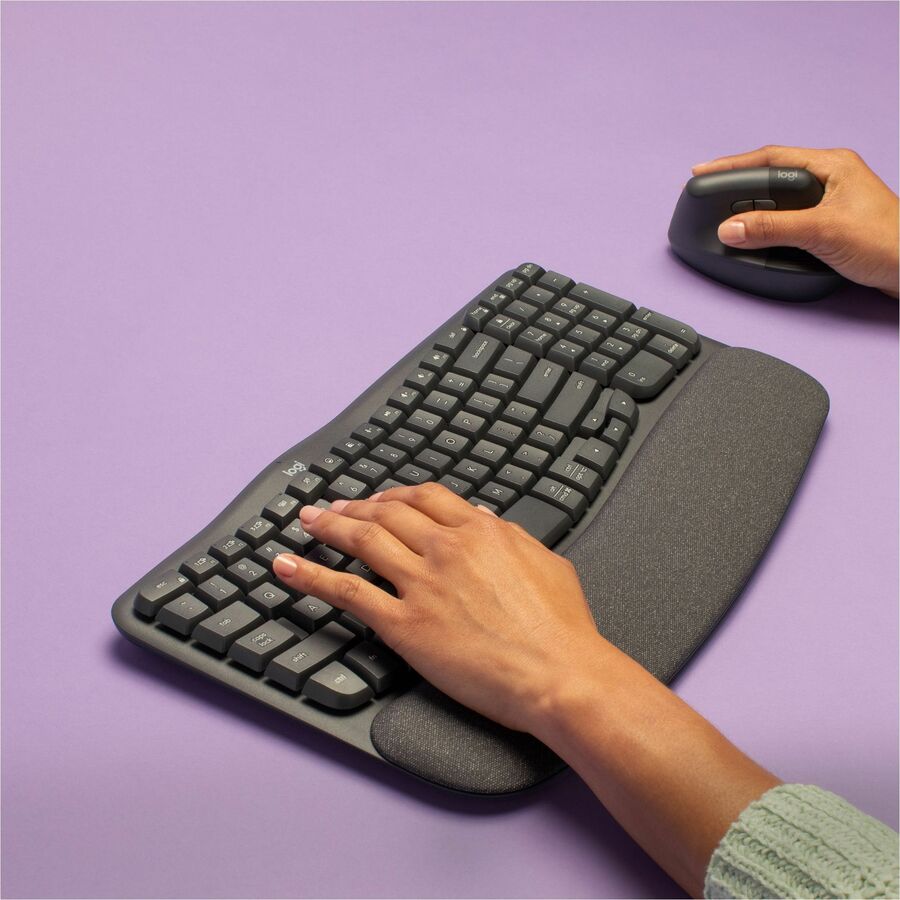 Logitech Wave Keys Keyboard - Wireless Connectivity - Bluetooth - 32.81 ft - USB