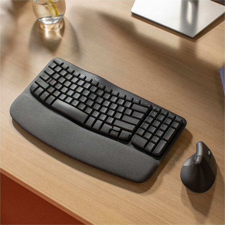 Logitech Wave Keys Keyboard - Wireless Connectivity - Bluetooth - 32.81 ft - USB