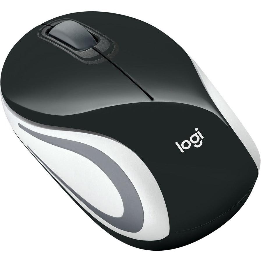 Logitech Wireless Mini Mouse M187 Ultra Portable, 2.4 GHz with USB Receiver, 1000 DPI Optical Tracking, 3-Buttons, PC / Mac / Laptop - Black (with White Stripe)