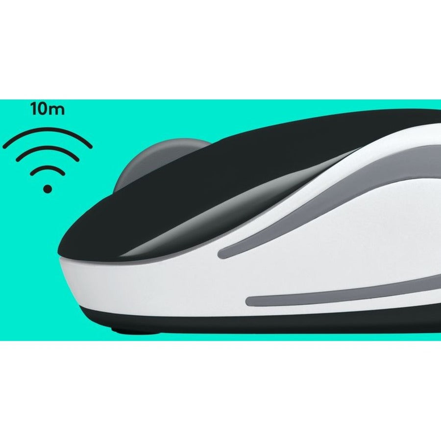 Logitech Wireless Mini Mouse M187 Ultra Portable, 2.4 GHz with USB Receiver, 1000 DPI Optical Tracking, 3-Buttons, PC / Mac / Laptop - Black (with White Stripe)