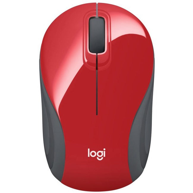 Logitech Wireless Mini Mouse M187 Ultra Portable, 2.4 GHz with USB Receiver, 1000 DPI Optical Tracking, 3-Buttons, PC / Mac / Laptop - Red 910-002727