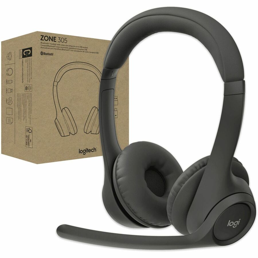 Logitech Zone 305 for Business, Wireless Bluetooth Headset With Microphone, for Google 981-001452