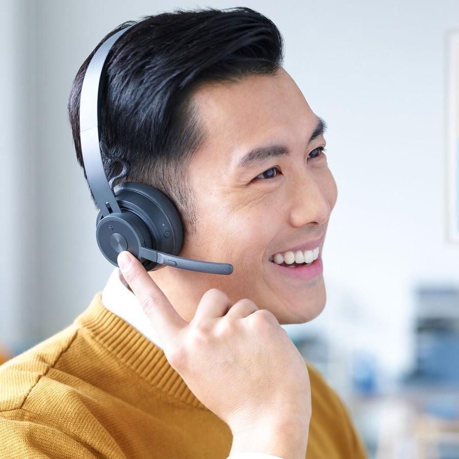 Logitech Zone 900 On-Ear Wireless Bluetooth Headset with advanced noise-canceling microphone, connect up to 6 wireless devices with one receiver, quick access to ANC and Bluetooth