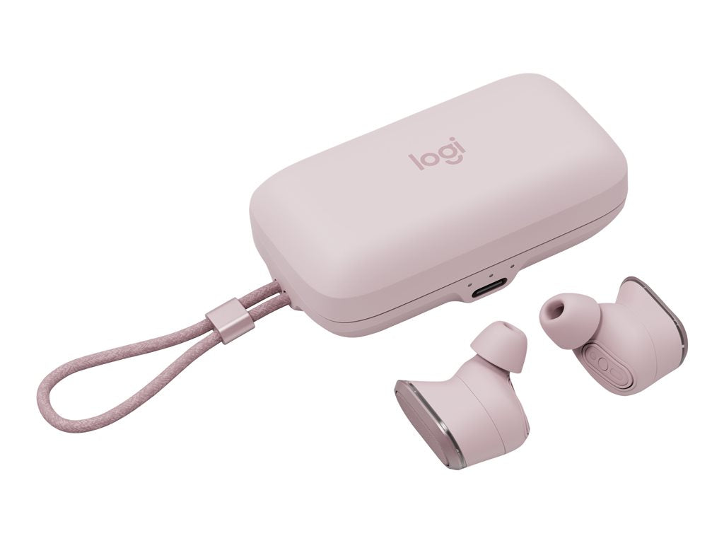 Logitech Zone True Wireless - True wireless earphones with mic - in-ear - Bluetooth - active noise canceling - rose - Zoom Certified 985-001089