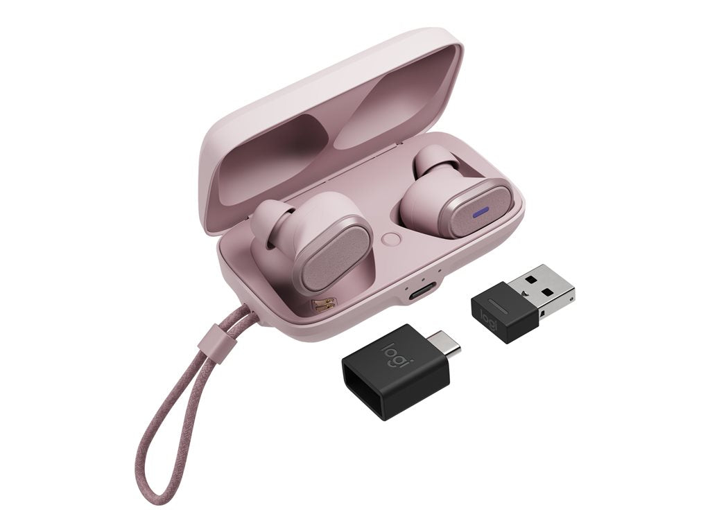Logitech Zone True Wireless - True wireless earphones with mic - in-ear - Bluetooth - active noise canceling - rose - Zoom Certified 985-001089