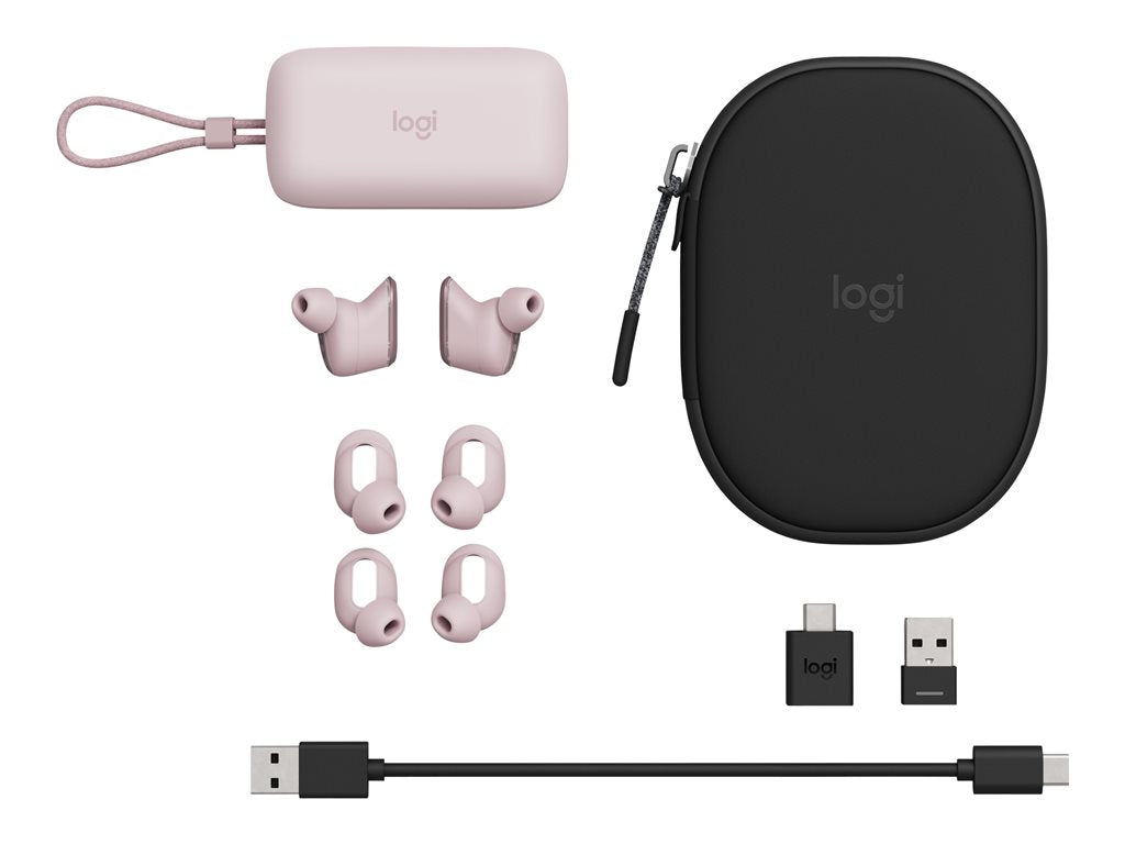 Logitech Zone True Wireless - True wireless earphones with mic - in-ear - Bluetooth - active noise canceling - rose - Zoom Certified 985-001089