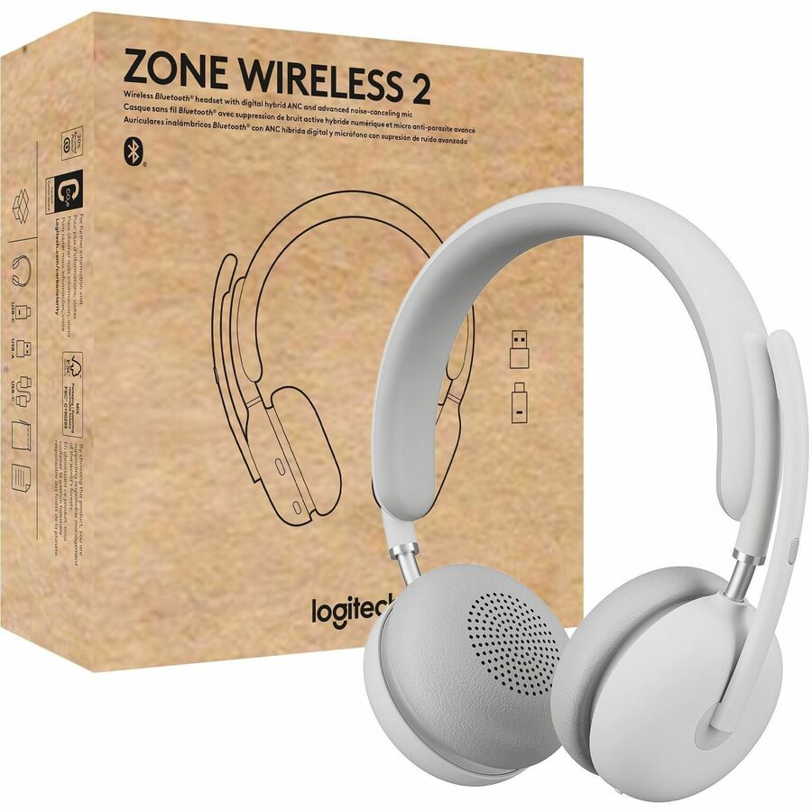 Logitech Zone Wireless 2 Headset - Stereo - Wireless - Bluetooth - 170 ft - 20 Hz - 20