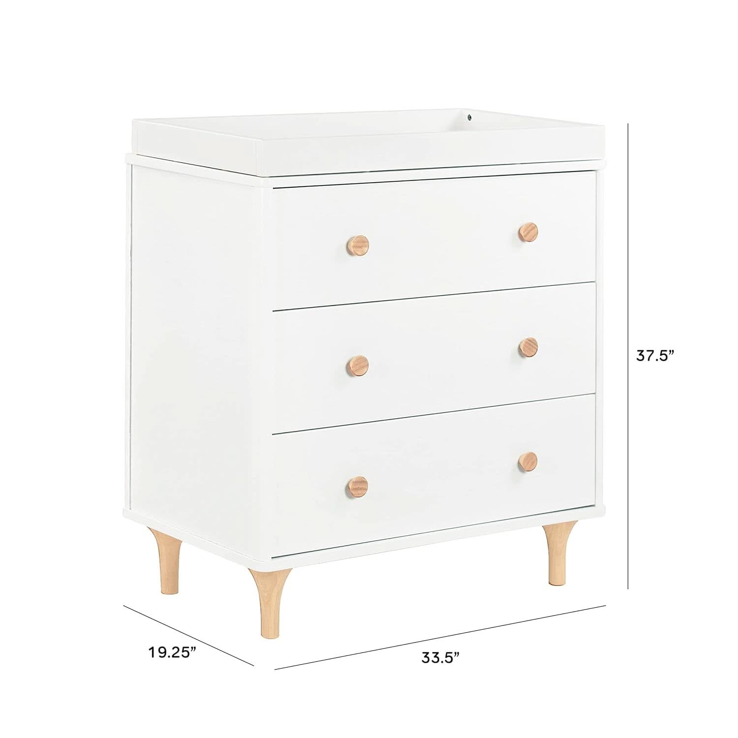 Lolly 3 Drawer Changer Dresser Removable Changing Tray White