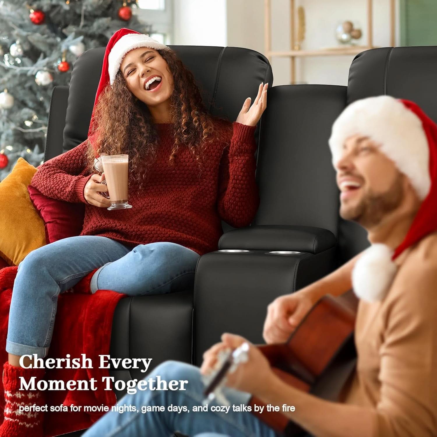 Loveseat Recliner Sofa With Storage Console And USB Ports