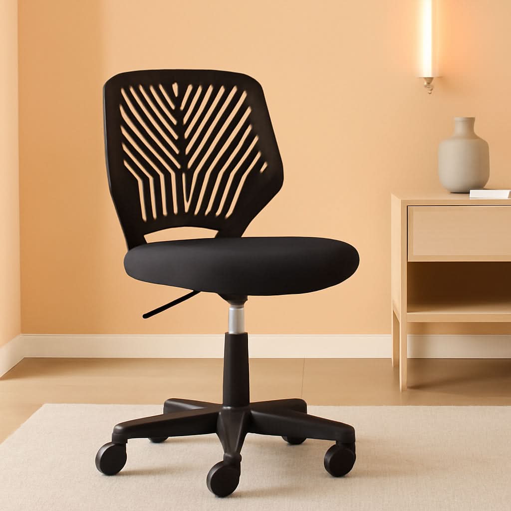 Low Back Armless Desk Chair With Lumbar Support Black