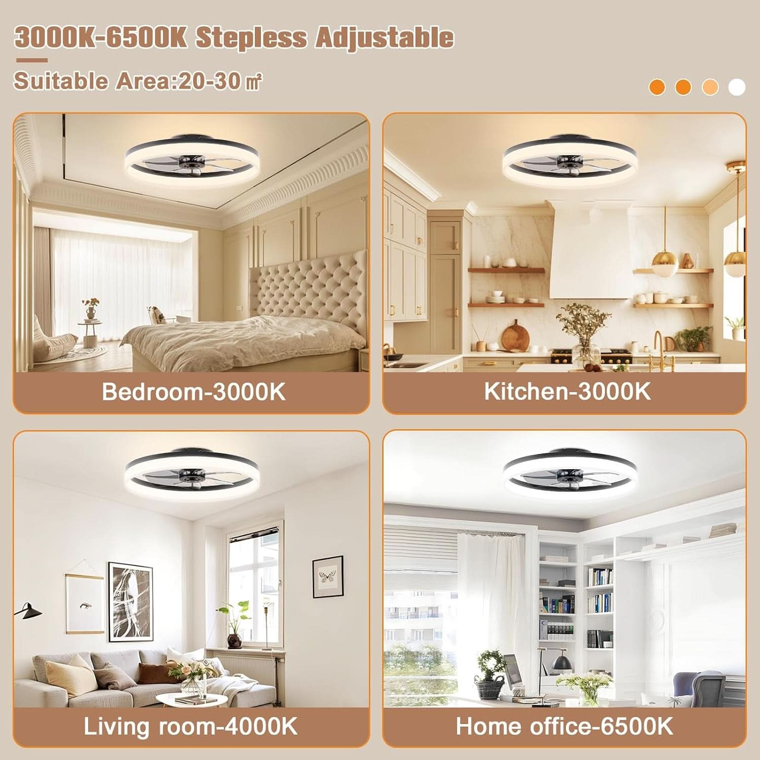 Low Profile Ceiling Fan With Dimmable LED Light 42 Inch
