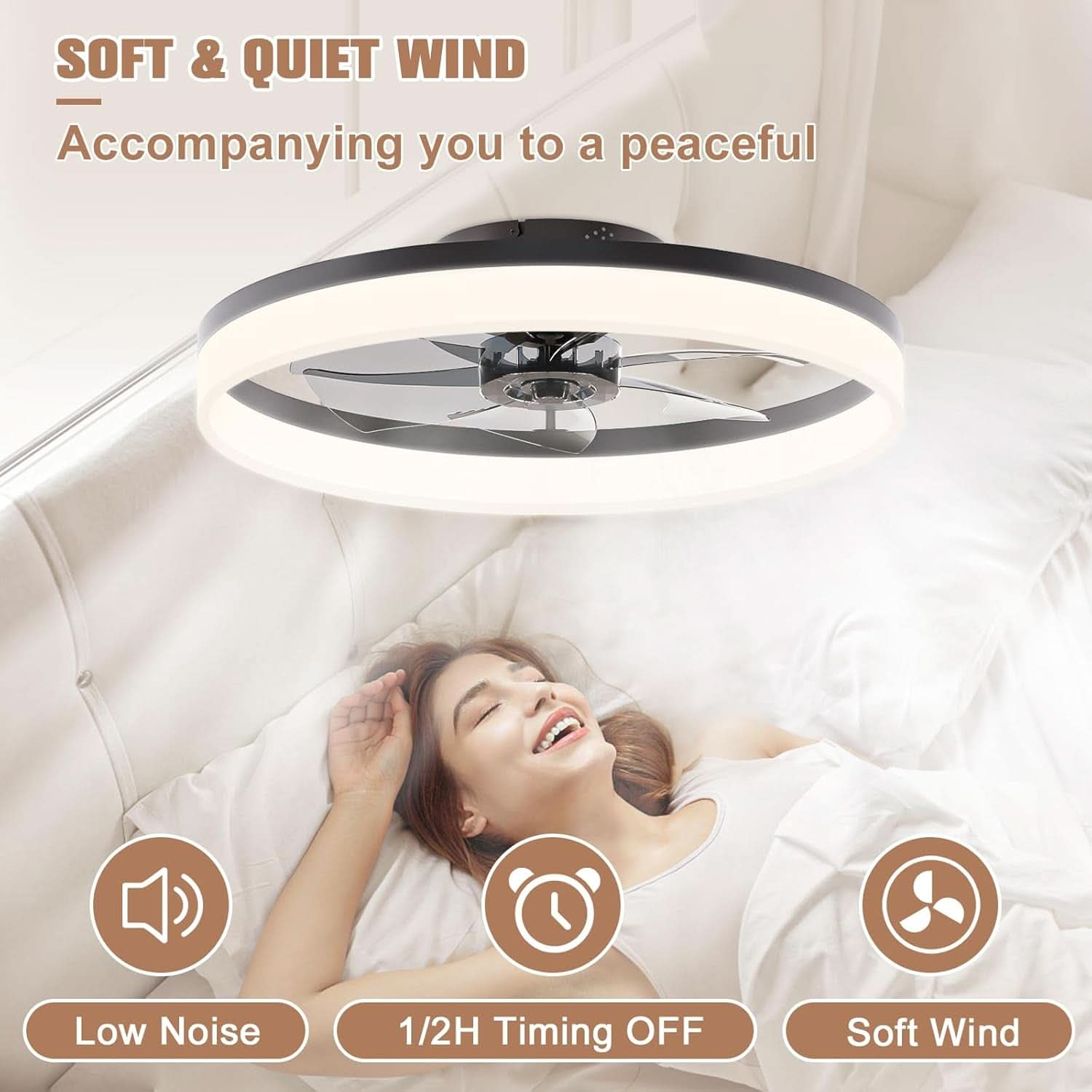 Low Profile Ceiling Fan With Dimmable LED Light 42 Inch