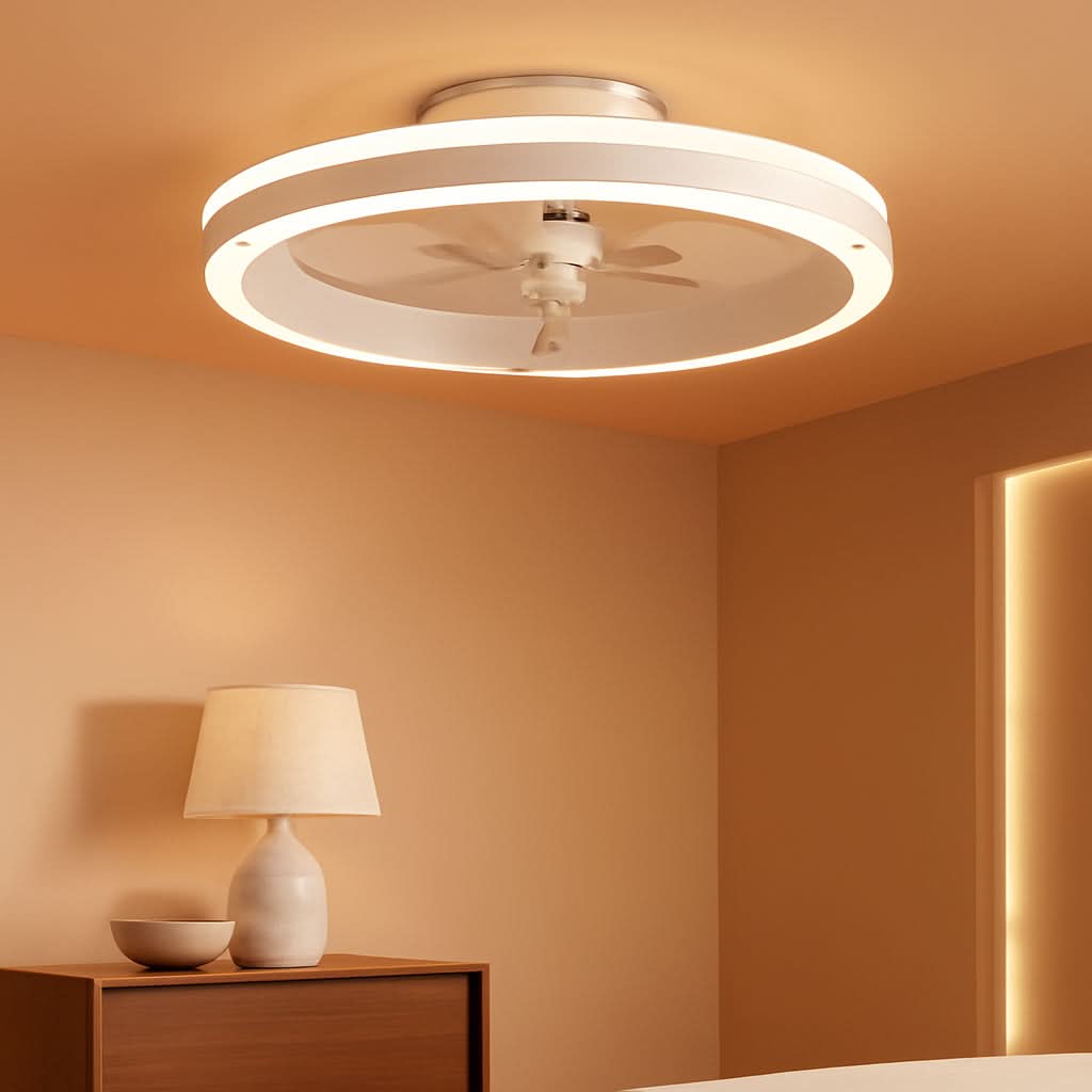 Low Profile Ceiling Fan With Lights And Remote 19.7 Inch White