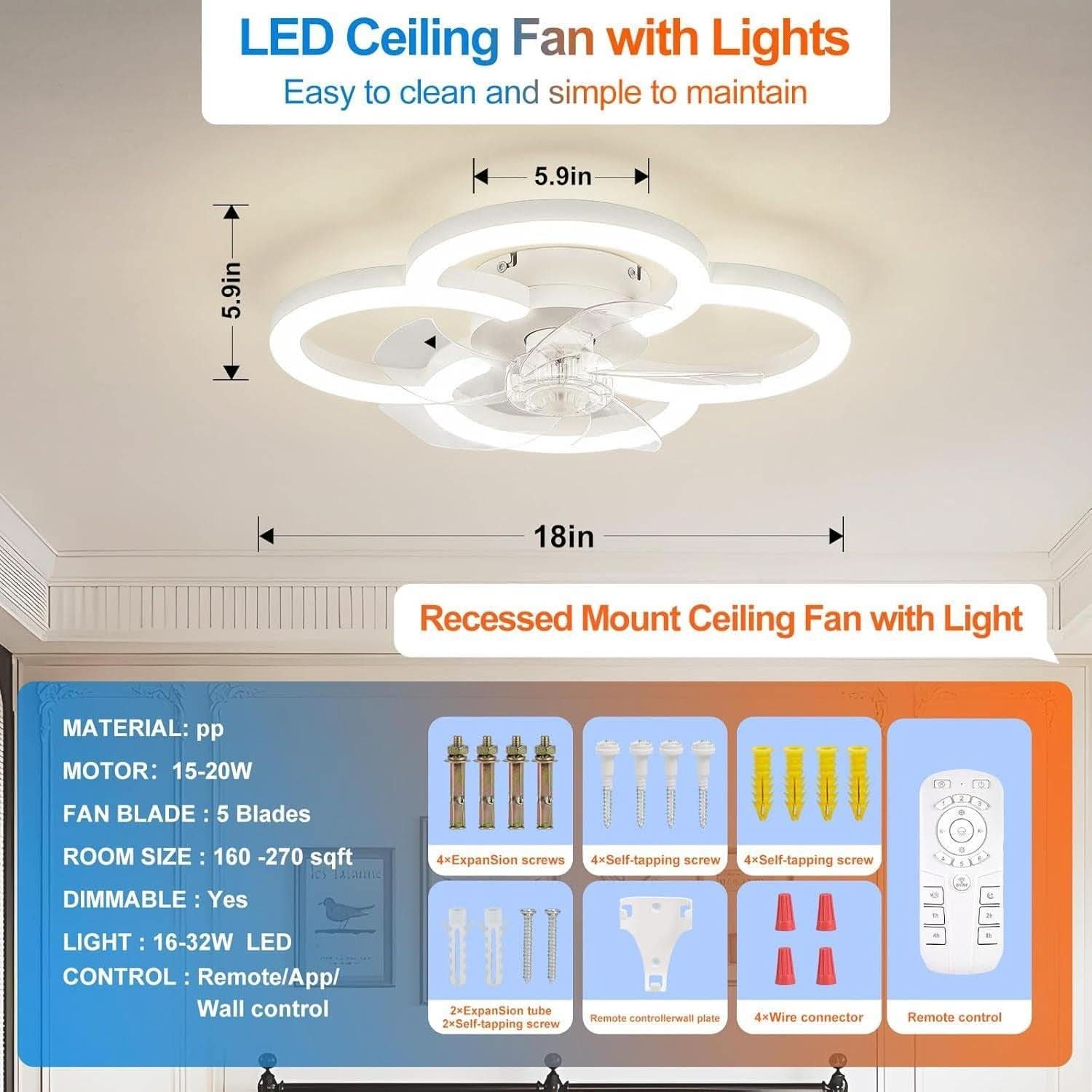 Low Profile Ceiling Fan With Lights And Remote Control