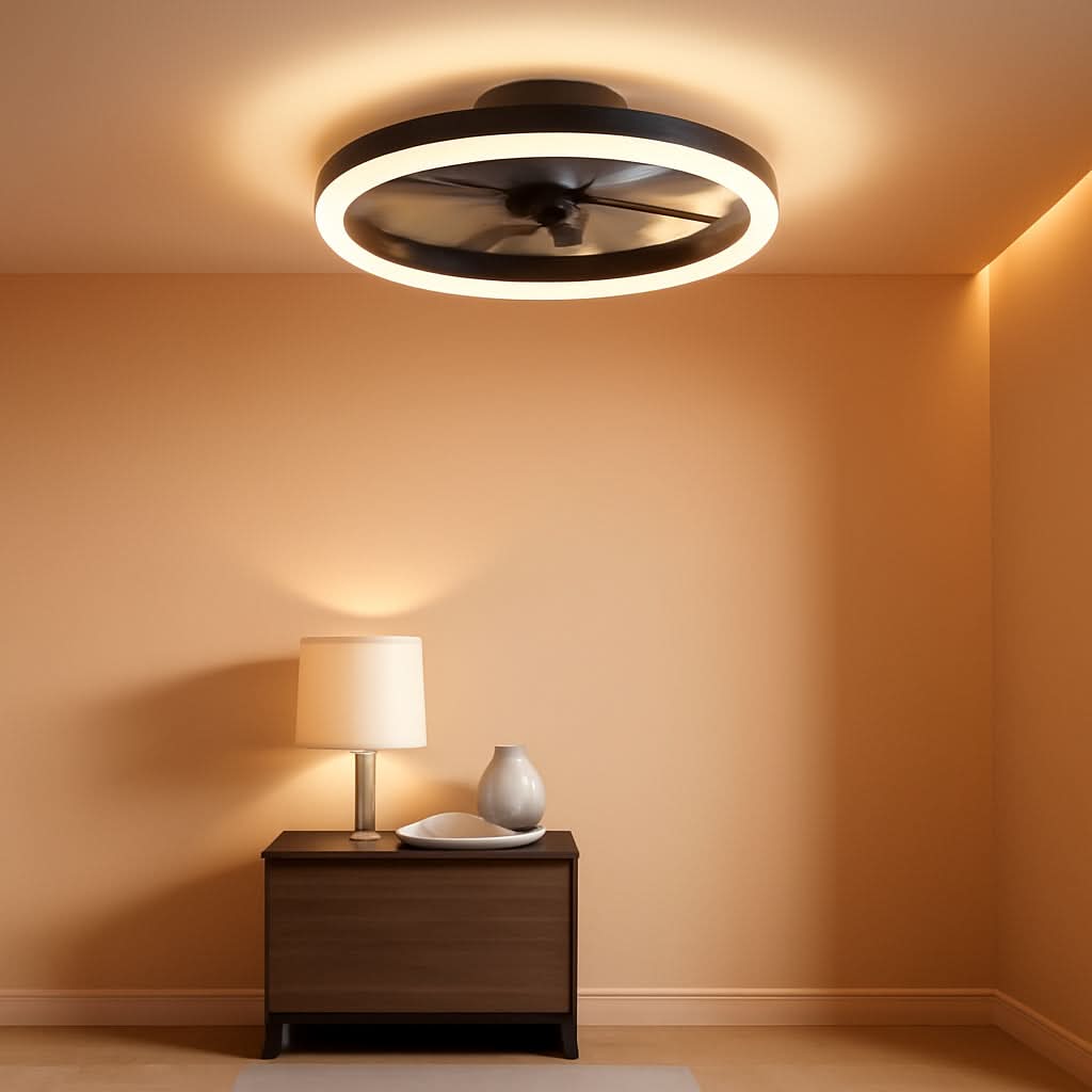 Low Profile Ceiling Fan With Remote For Bedroom Lighting