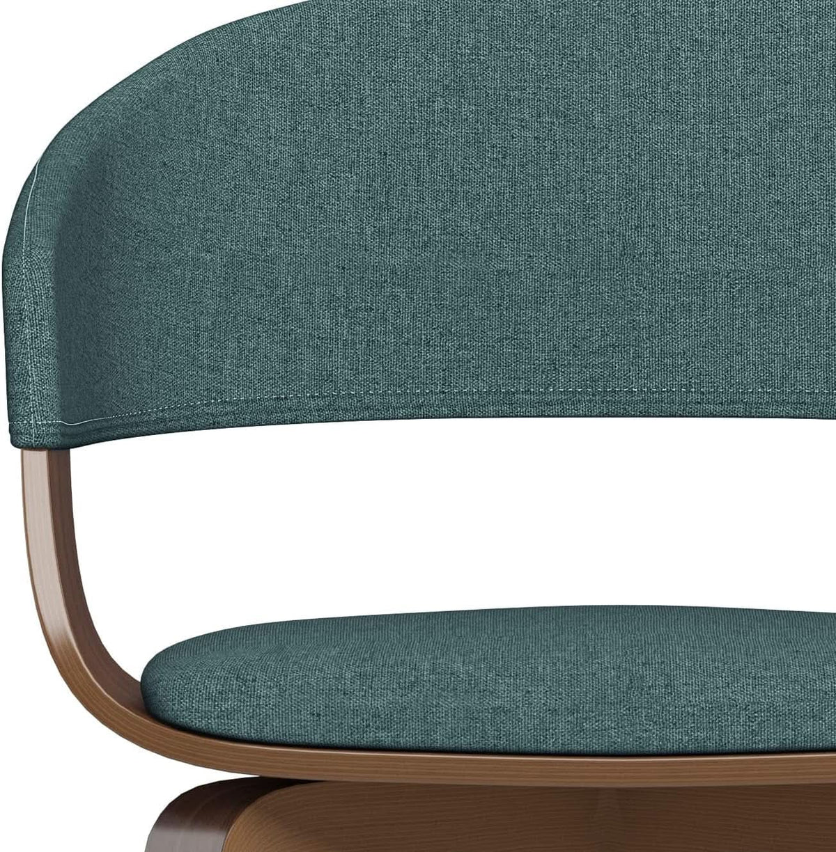 Lowell Mid Century Bentwood Dining Chair Turquoise Linen Look Fabric