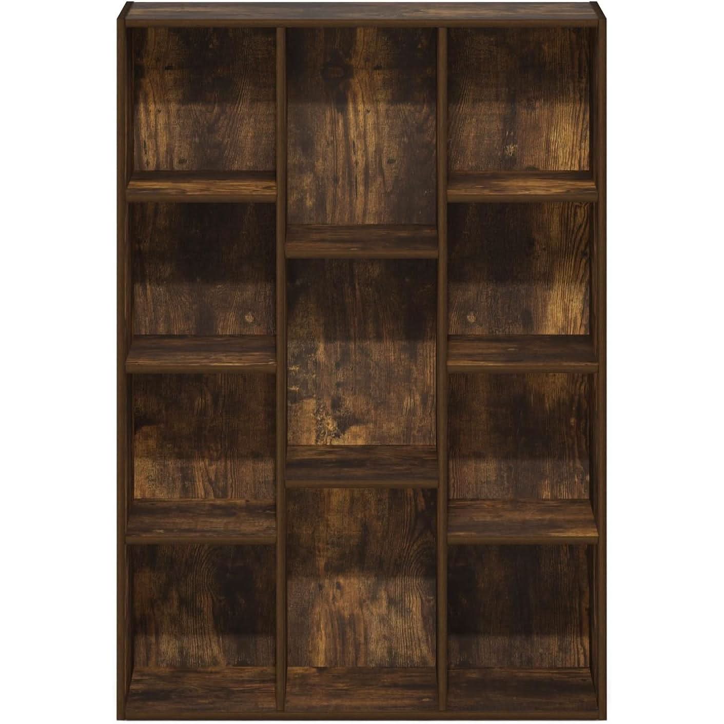 Luder 11-Cube Amber Pine Bookcase For Living Room Storage