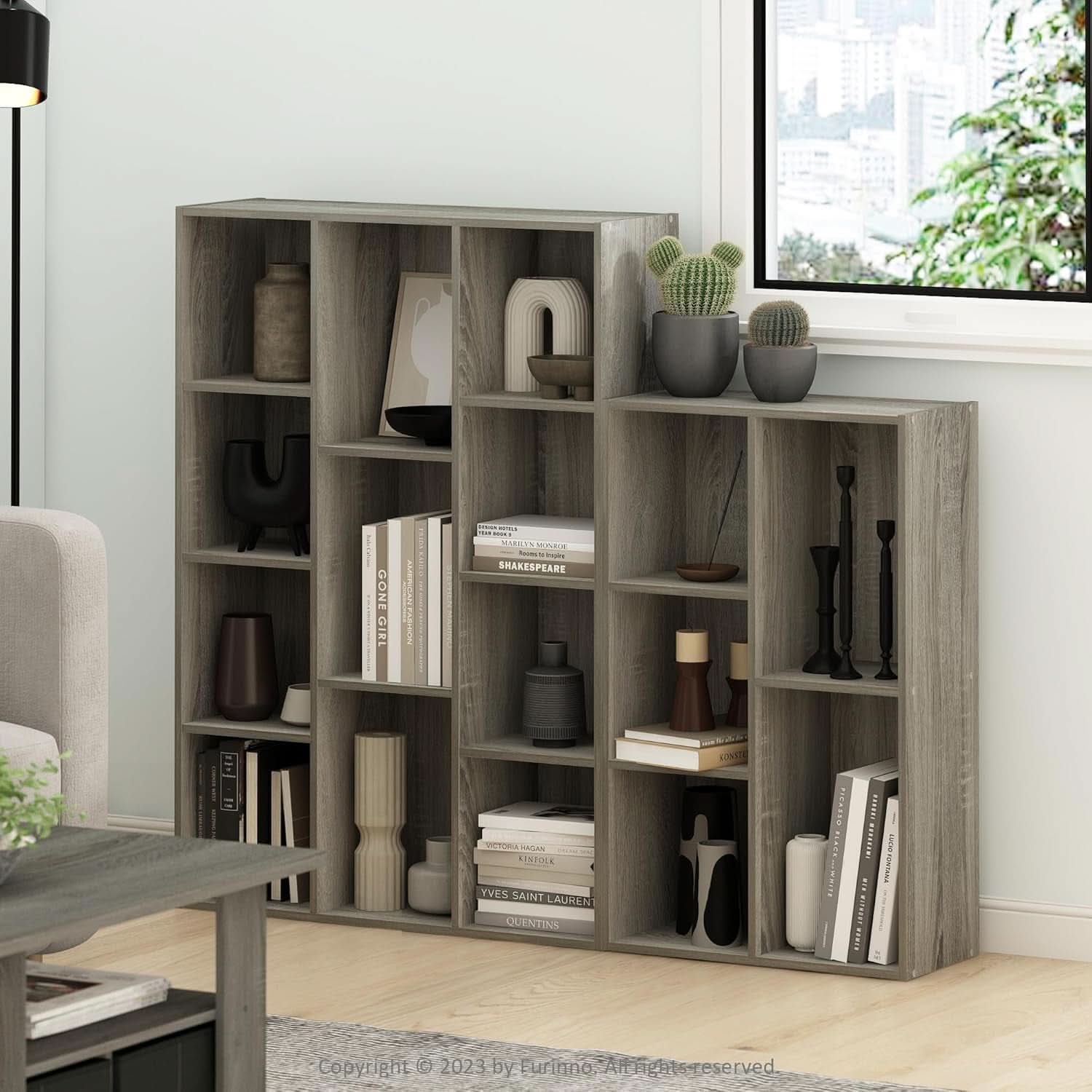 Luder 11-Cube Reversible Open Shelf Bookcase French Oak