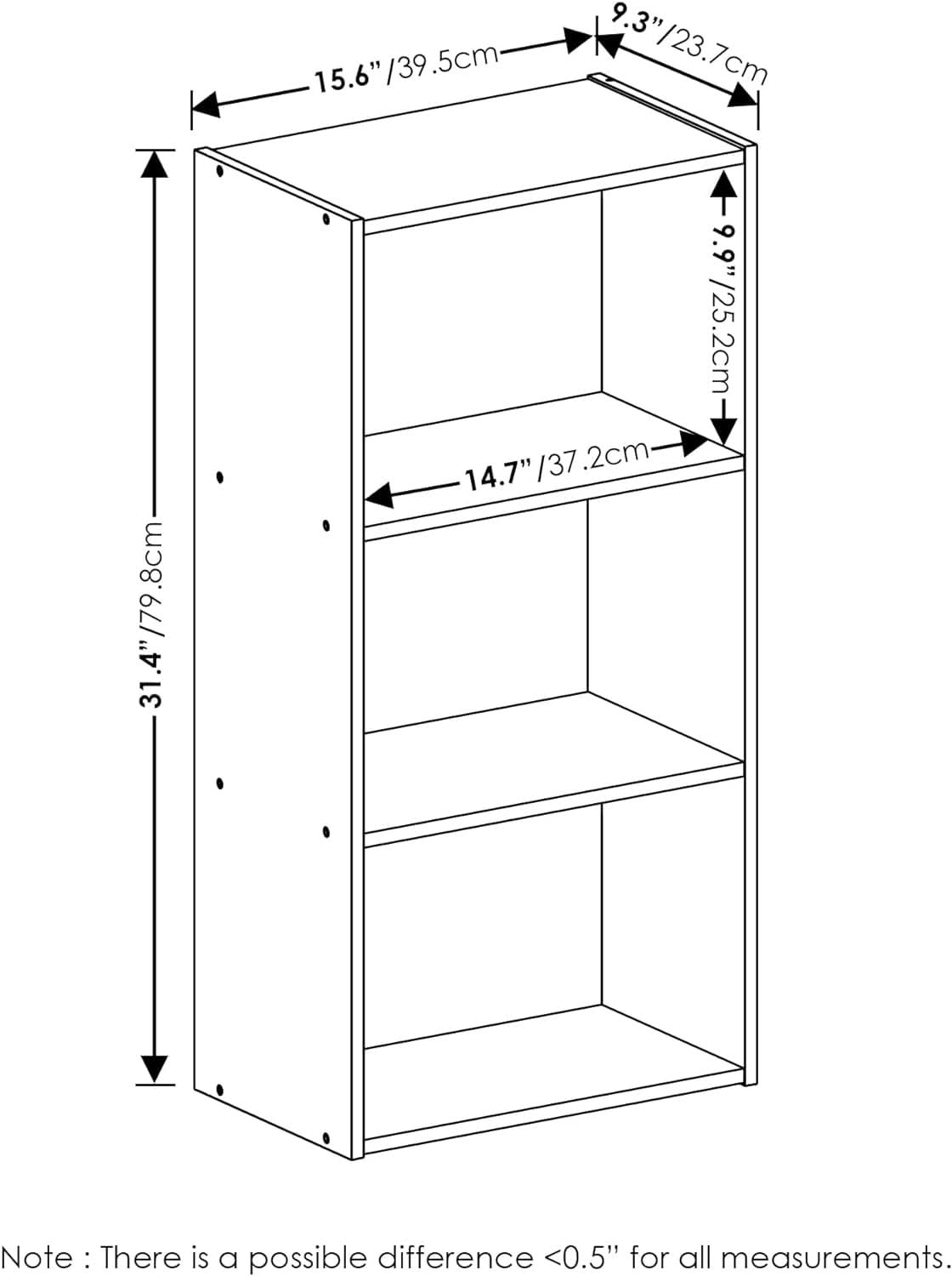 Luder 3 Tier Open Shelf Bookcase Blackwood Wood Finish