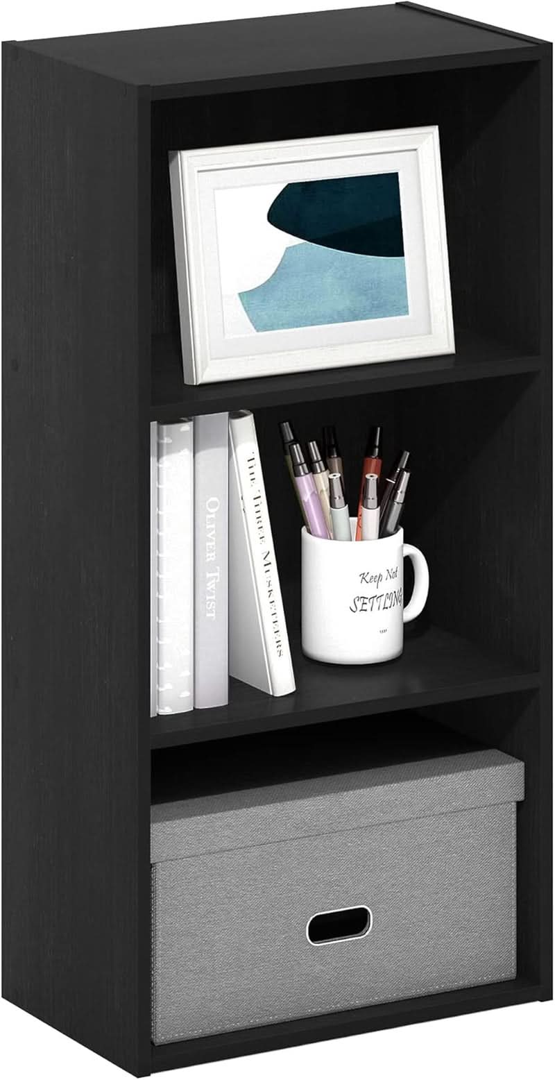 Luder 3 Tier Open Shelf Bookcase Blackwood Wood Finish