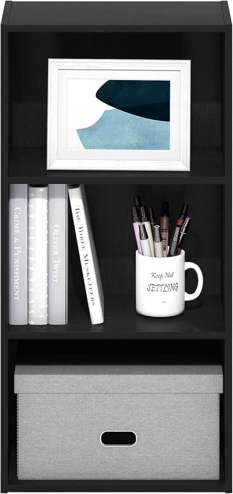 Luder 3 Tier Open Shelf Bookcase Blackwood Wood Finish